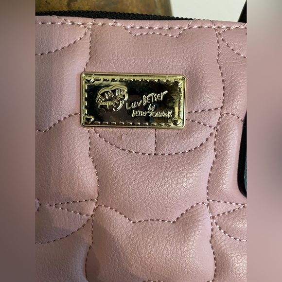LUV BETSEY Pink Quilted Crossbody Handbag with Black Accents double straps EUC - Picture 4 of 14